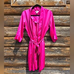Vintage RARE Cabernet Barbie Fuscia Pink Silk Satin Lightweight W/ Pockets & Tie